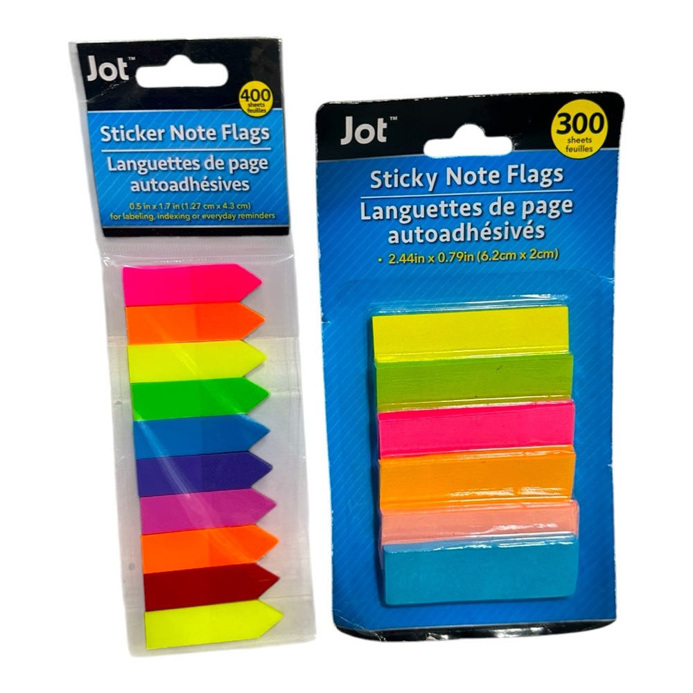 2 Packs Multicolored Sticky Note Flag Tags Page Markers NWT